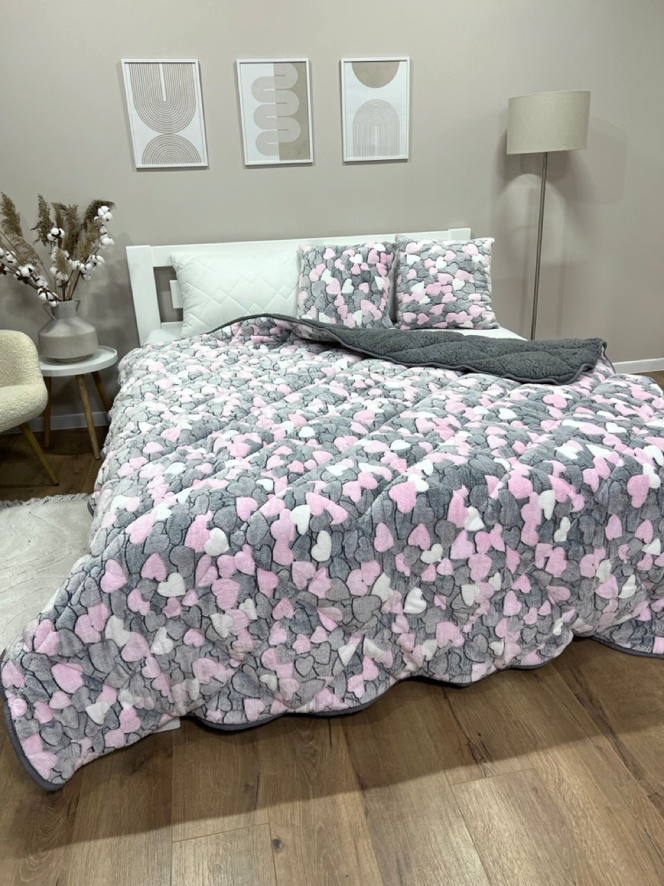 Velour winter blanket with pattern - SoftNature
