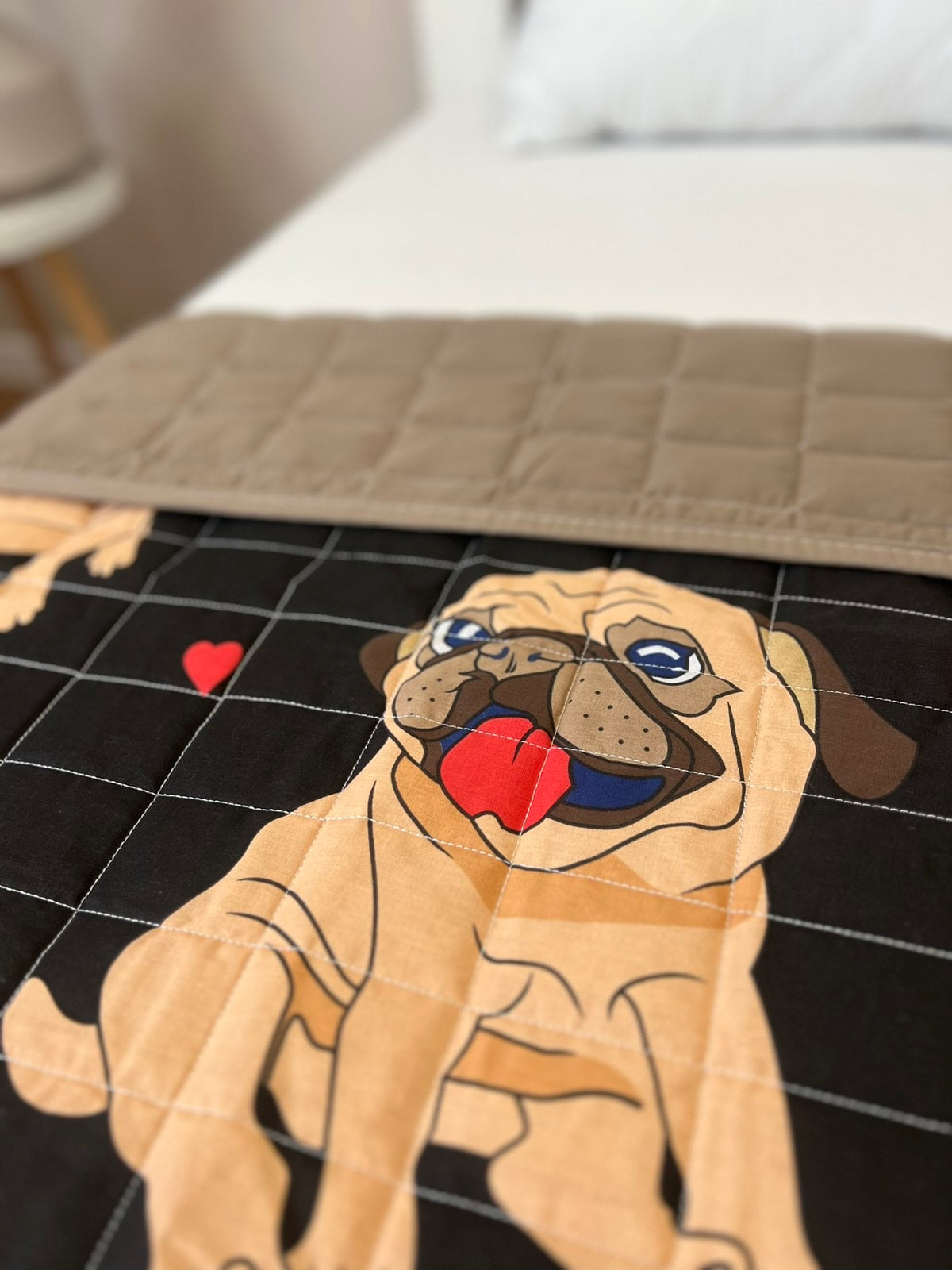 Children's blanket black  pugs