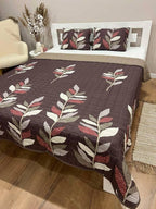 SoftNature 200*220 Bedspread with pillows with chocolate leaf pattern