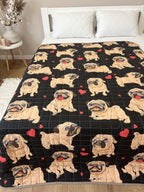 SoftNature 135 × 200 Children's blanket black  pugs