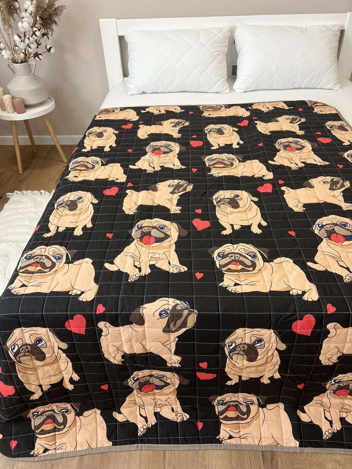 SoftNature 135 × 200 Children's blanket black  pugs