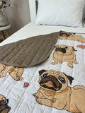 SoftNature 135 × 200 Children's blanket with white pugs