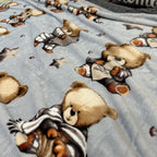 SoftNature плед Velour bedspread with a blue bear pattern