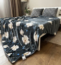 SoftNature плед 155*220 Velour bedspread with a magnolia pattern