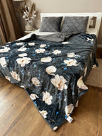 SoftNature плед Velour bedspread with a magnolia pattern