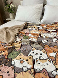 SoftNature плед 155*220 Velour bedspread with a pattern of many cats
