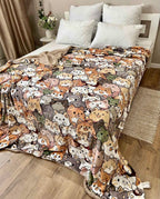 SoftNature плед 200*220 Velour bedspread with a pattern of many cats