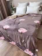 SoftNature плед Velour bedspread with a tulip pattern