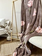 SoftNature плед Velour bedspread with a tulip pattern