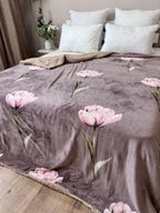 SoftNature плед Velour bedspread with a tulip pattern