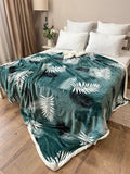 SoftNature плед 155*220 Velour bedspread with an emerald leaf pattern