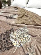 SoftNature плед Velour bedspread with leaf pattern
