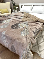 SoftNature плед 155*220 Velour bedspread with leaf pattern