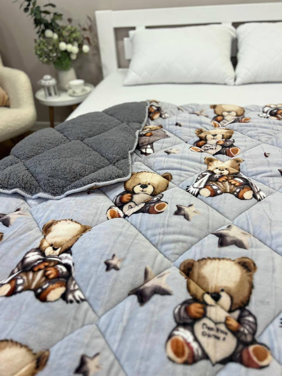 SoftNature Velour blanket blue bear
