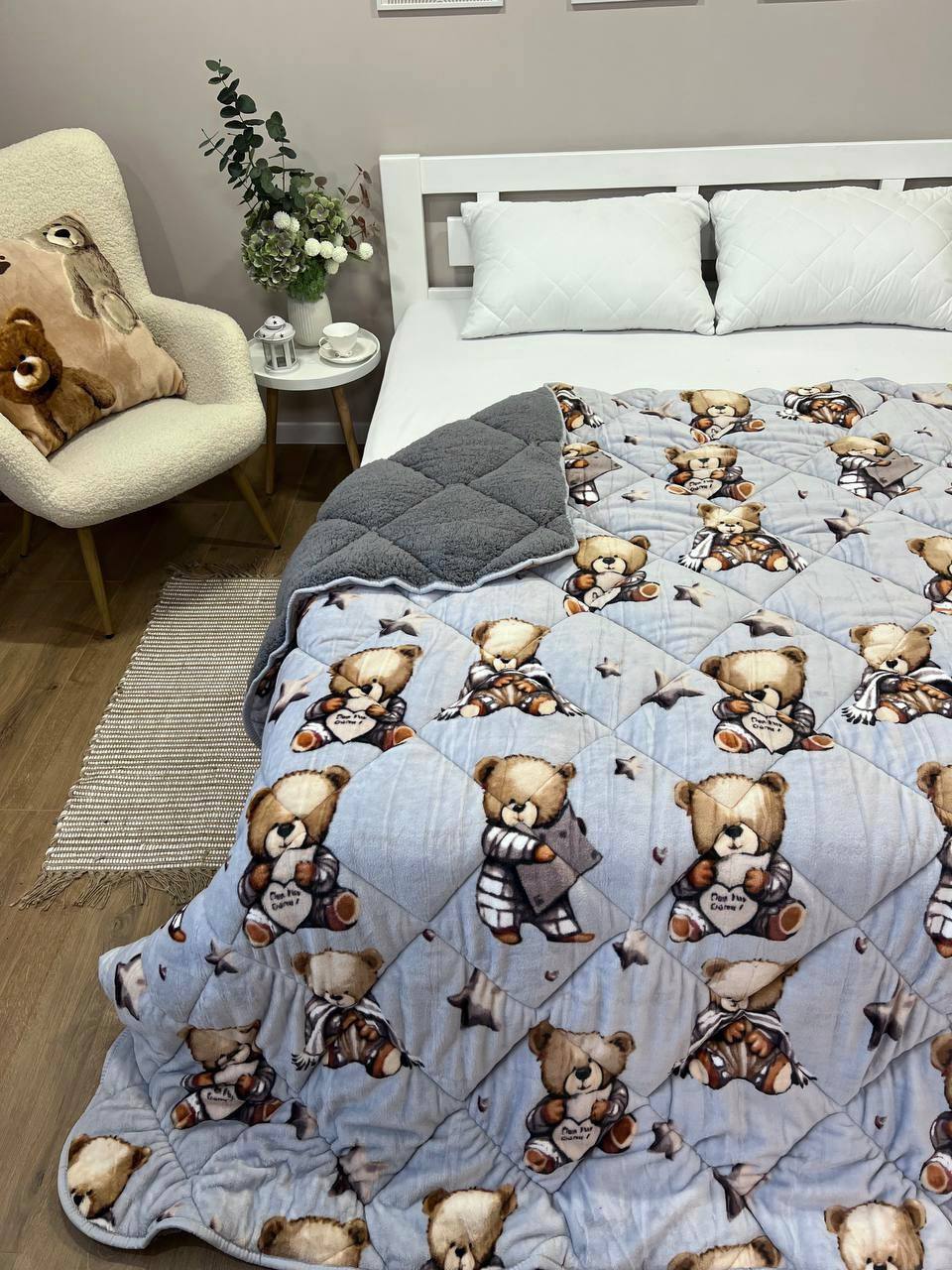 SoftNature Velour blanket blue bear