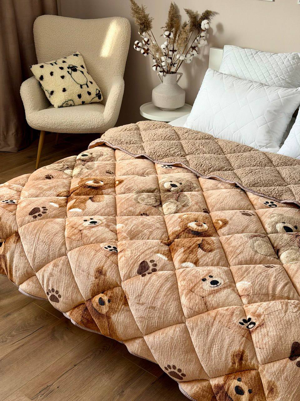 SoftNature Velour blanket brown bears