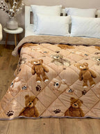 SoftNature 155*220 Velour blanket brown bears
