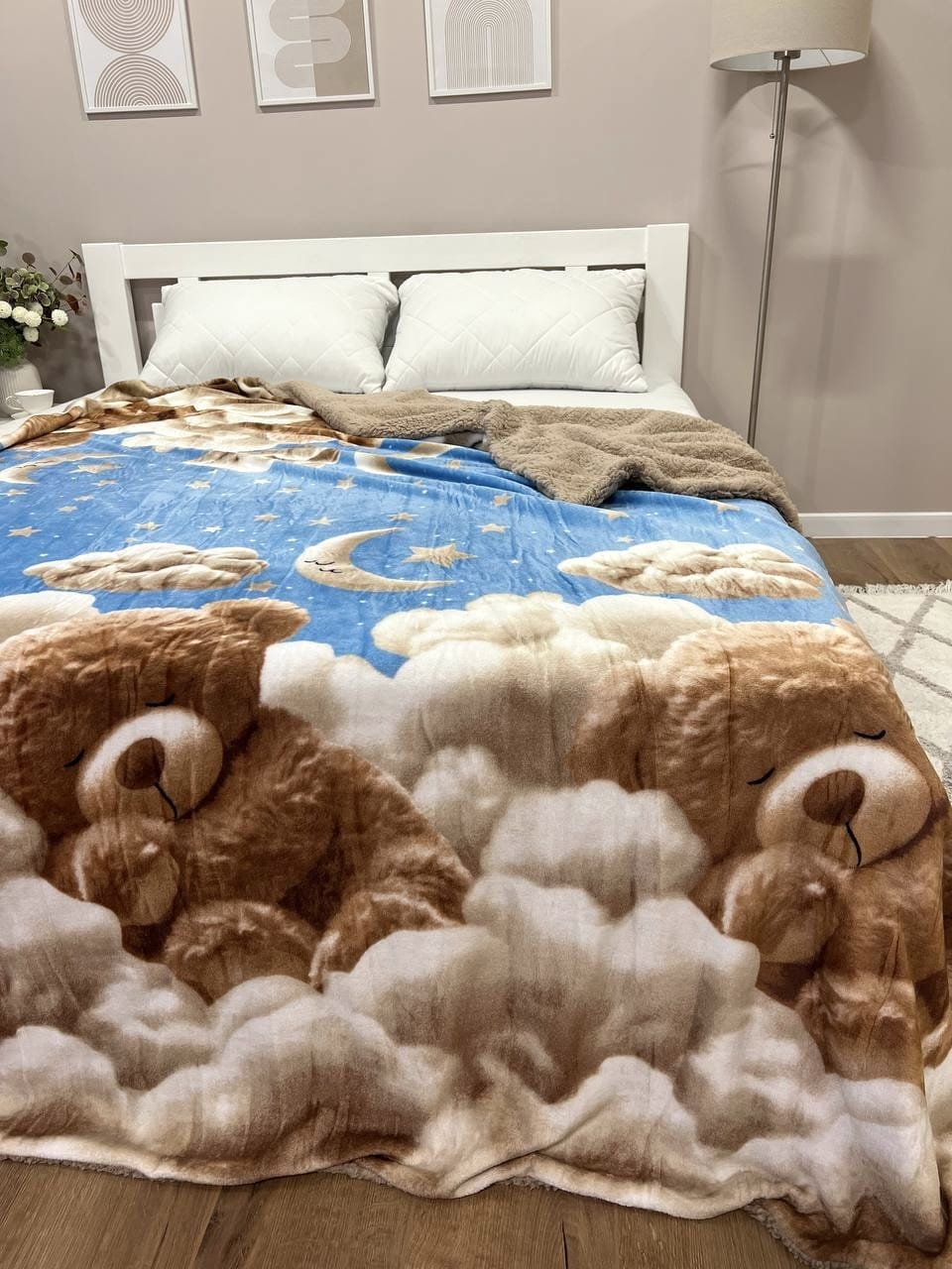 SoftNature плед Velour blanket with a bear on a cloud