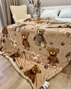 SoftNature плед Velour blanket with bear pattern