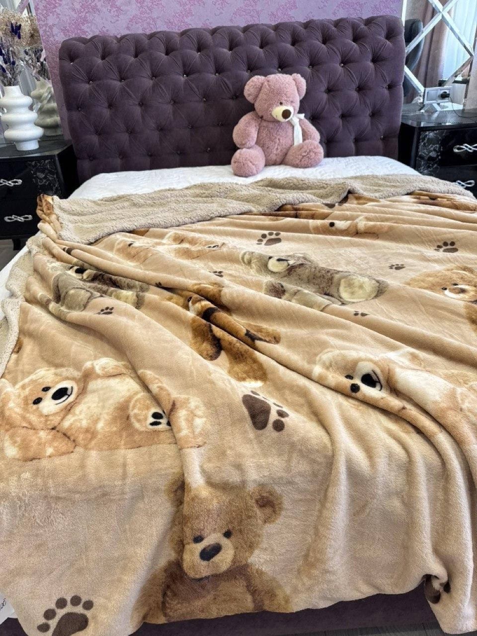 SoftNature плед Velour blanket with bear pattern