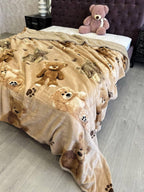 SoftNature плед 200*220 Velour blanket with bear pattern