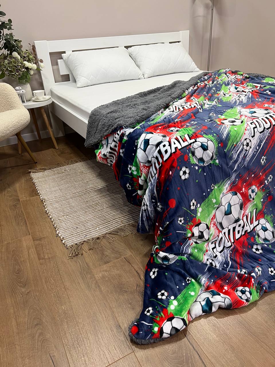 SoftNature плед Velour blanket with football pattern
